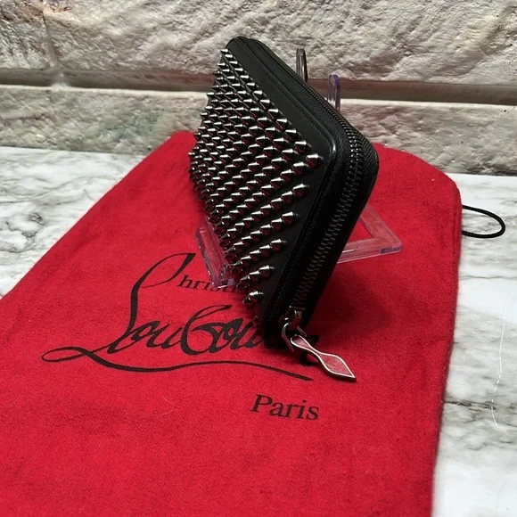 Christian Louboutin Panettone Spikes, Long Wallet Black with Silver Spikes VGUC - Picture 3 of 16